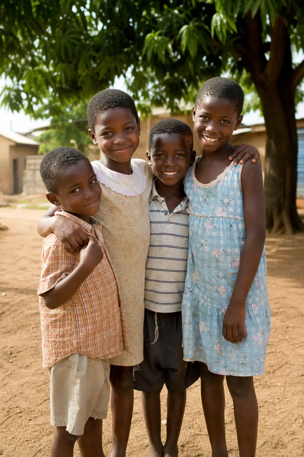 A young girl laughing among friends, capturing the joy of childhood