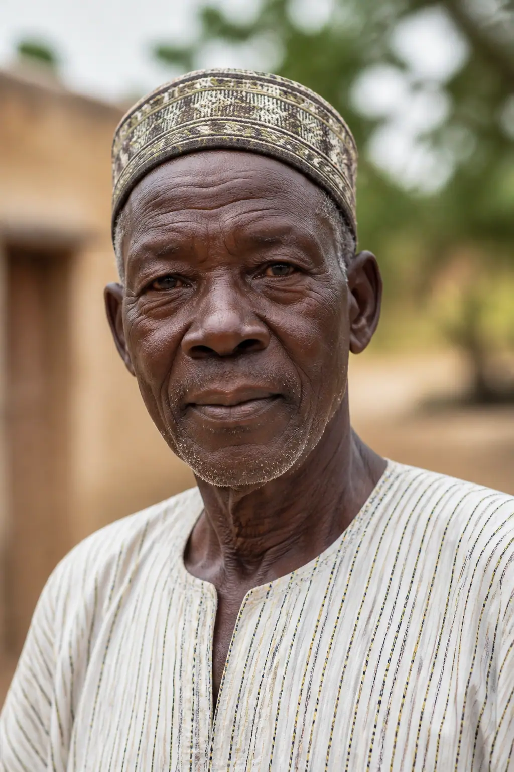 An older person in a quiet, dignified portrait of presence and grace