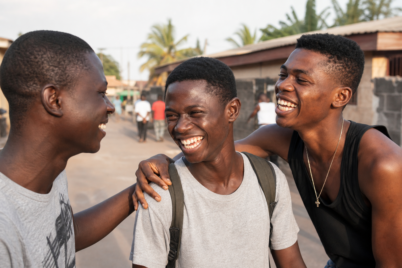 Young friends laughing together, full of energy and possibility